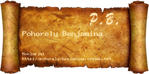 Pohorely Benjamina névjegykártya